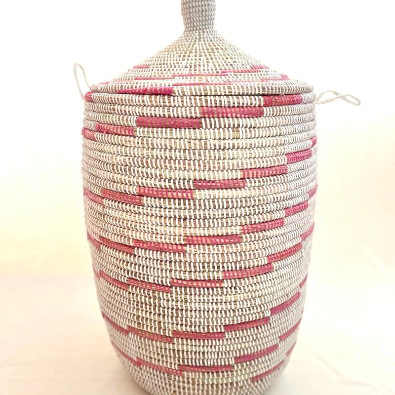 Seegraskorb "Weiß/Rosa"