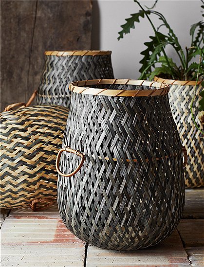 Bamboo basket with handles